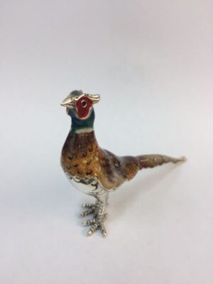 Sterling Silver Enamel Pheasant By Saturno