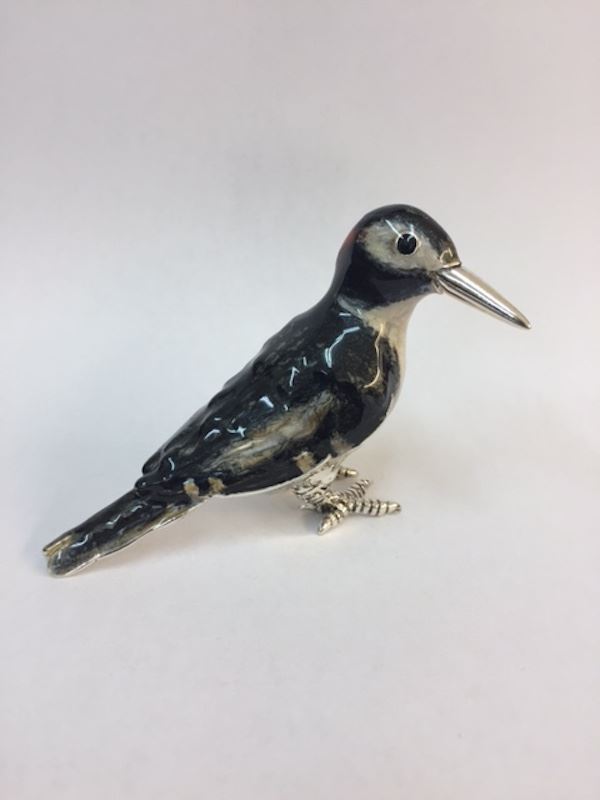 Sterling Silver Enamel Woodpecker by Saturno