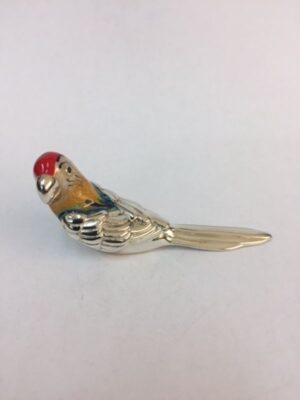 Sterling Silver Enamel Parrot By Saturno