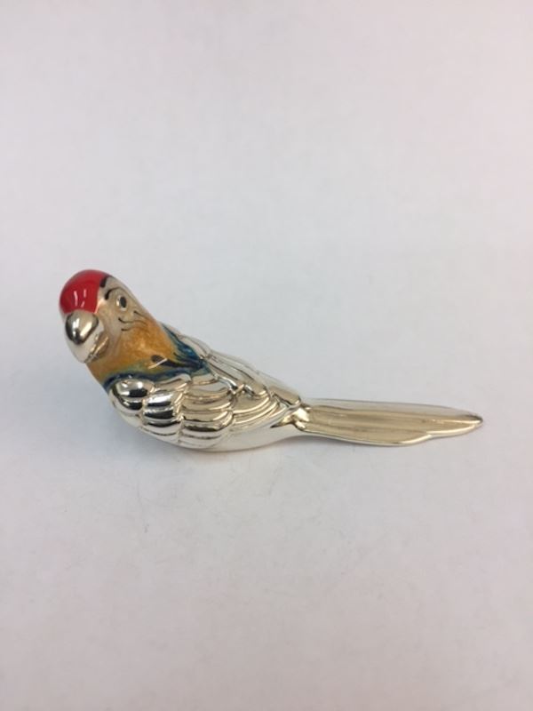 Sterling Silver Enamel Parrot By Saturno