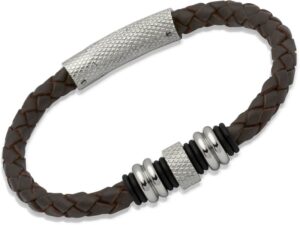Men's Stainless Steel Leather Bracelet