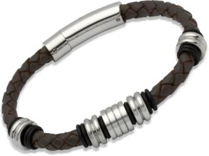 Men's Stainless Steel Leather Bracelet