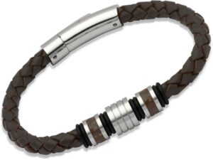 Men's Stainless Steel Leather Bracelet