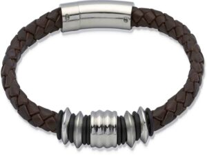 Men's Stainless Steel Leather Bracelet