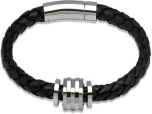 Men's Stainless Steel Leather Bracelet