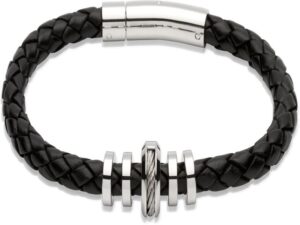 Men's Stainless Steel Leather Bracelet