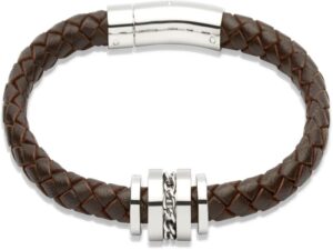 Men's Stainless Steel Leather Bracelet