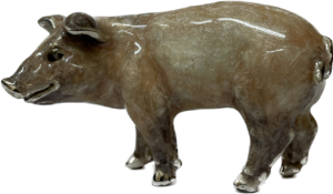 Sterling Silver Enamel Pig By Sorini Argenti
