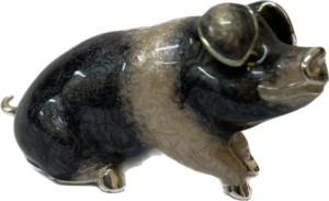 Sterling Silver Enamel Pig By Saturno