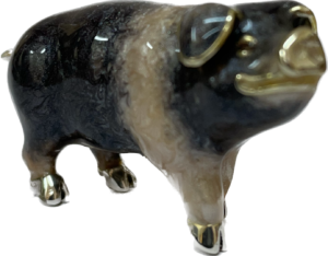 Sterling Silver Enamel Pig By Saturno