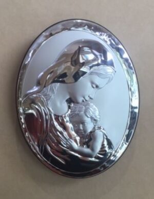 Silver Madonna & Baby Jesus Icon