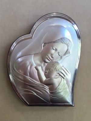 Silver Madonna & Baby Jesus Icon