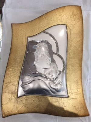 Silver Madonna & Baby Jesus Icon
