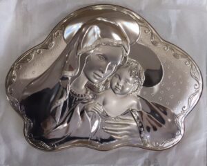 Silver Madonna & Baby Jesus Icon