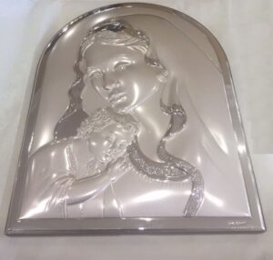 Silver Madonna & Baby Jesus Icon