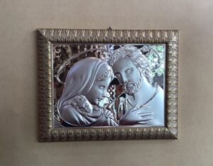 Silver Madonna, Joseph & Baby Jesus Icon