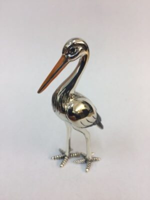 Sterling Silver Enamel Stork By Saturno
