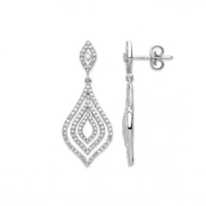 18ct White Gold Diamond Drop Earrings