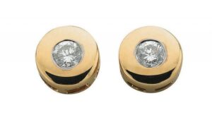 9ct Gold Rubover Set Diamond Stud Earrings