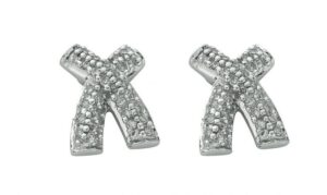 9ct White Gold Diamond Kiss Stud Earrings
