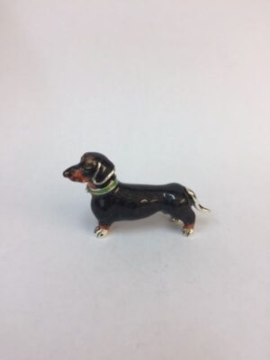 Sterling Silver Enamel Dachshund By Saturno