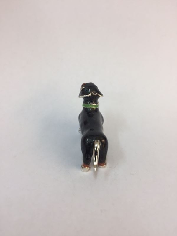 Sterling Silver Enamel Dachshund By Saturno