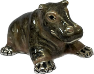 Sterling Silver Enamel Hippopotamus By Saturno
