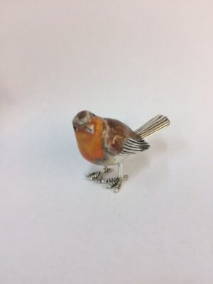 Sterling Silver Enamel Robin By Saturno