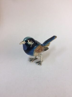 Sterling Silver Enamel Blue Wren By Saturno