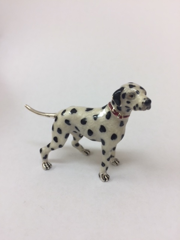Sterling Silver Enamel Dalmatian By Saturno Length approx 60mm - Height approx 45mm. This beautifully detailed sterling silver Dalmatian figurine has been hand enamelled and then finished with a protective lacquer to prevent tarnishing. Saturno figurines are highly collectable and make unique presents.