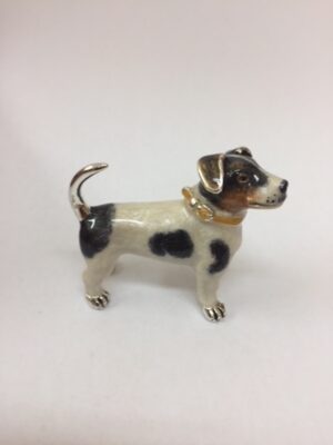 Sterling Silver Enamel Jack Russell By Saturno Length approx 55mm - Height approx 50mm. This beautifully detailed sterling silver Jack Russell figurine has been hand enamelled and then finished with a protective lacquer to prevent tarnishing. Saturno figurines are highly collectable and make unique presents.