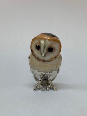 Sterling Silver Enamel Barn Owl By Saturno