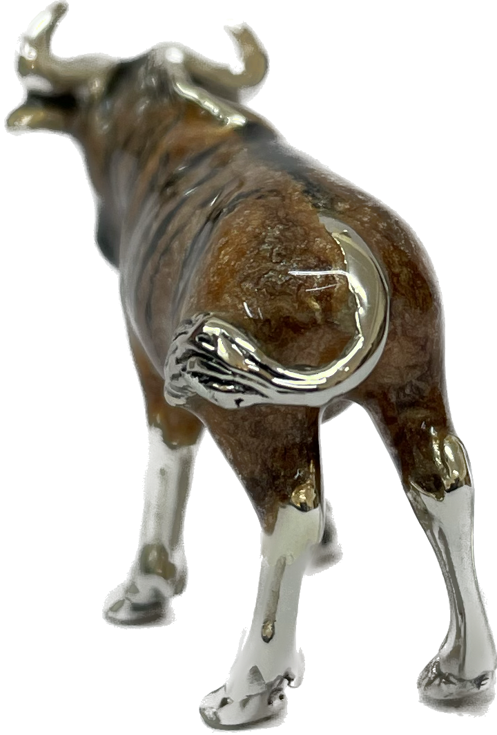Sterling Silver Enamel Wildebeest By Saturno