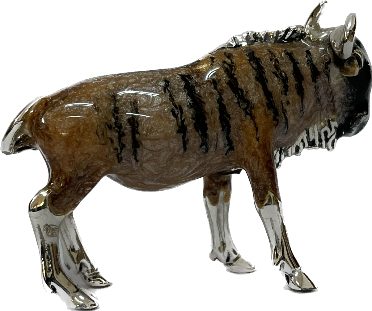 Sterling Silver Enamel Wildebeest By Saturno