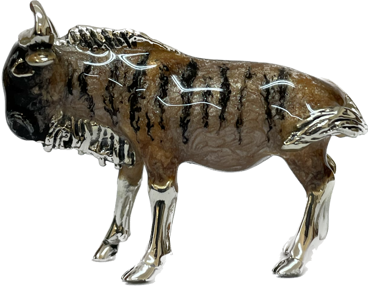 Sterling Silver Enamel Wildebeest By Saturno