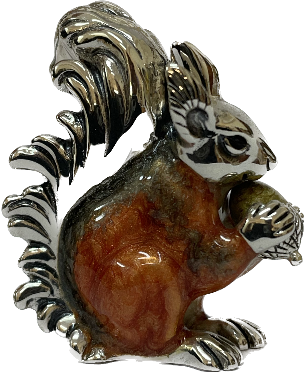 Sterling Silver Enamel Squirrel By Saturno